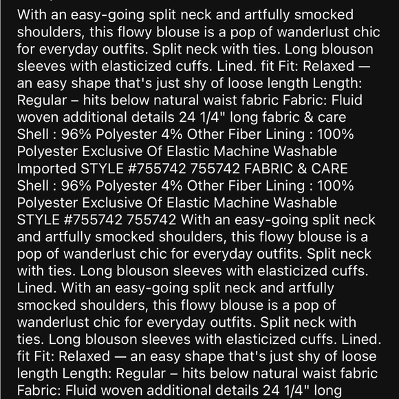 Shimmer Stripe Smocked Tie Neck Blouse - Picture 5 of 6